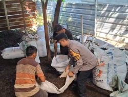 Dukung Ketahanan Pangan, Bhabinkamtibmas Sukorejo Olah Limbah Kandang Sendiri Jadi Pupuk Gratis