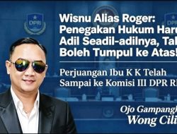 Wisnu Alias Roger: Penegakan Hukum Harus Adil Seadil-adilnya, Tak Boleh Tumpul ke Atas! Perjuangan Ibu K K Telah Sampai ke Komisi III DPR RI